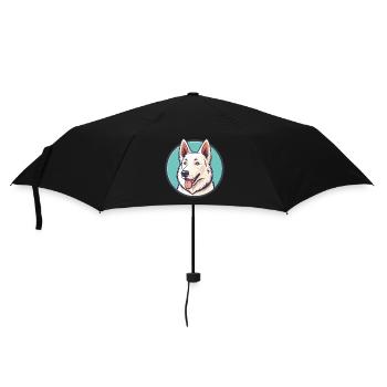 White Shepherd Dog Breed Cartoon Kawaii Clipart - Umbrella (small) - black - Front