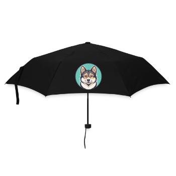 Volpino Italiano Hunderasse Cartoon Kawaii Clipart - Regenschirm (klein) - Schwarz - Vorne