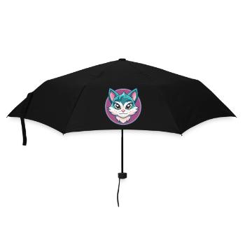 Asiatische Katzenrasse Karikatur Kawaii Tier Haustier - Regenschirm (klein) - Schwarz - Vorne