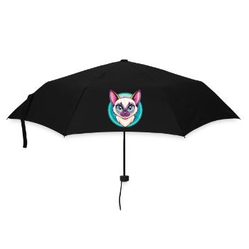 Siamkatze Rasse Karikatur Kawaii Tier Haustier - Regenschirm (klein) - Schwarz - Vorne