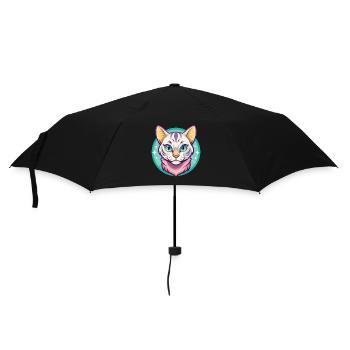 Schnee Bengalen Katze Rasse Karikatur Kawaii Tier Haustier - Regenschirm (klein) - Schwarz - Vorne