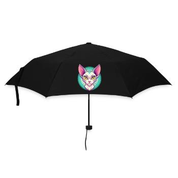 Orientalische Katzenrasse Karikatur Kawaii Tier Haustier - Regenschirm (klein) - Schwarz - Vorne