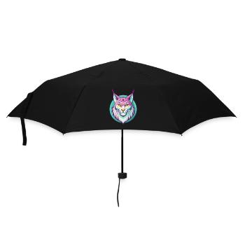 Eurasian Lynx Cat Breed Cartoon Kawaii Animal Pet - Umbrella (small) - black - Front
