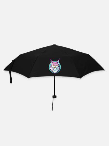 Eurasische Luchskatze Rasse Karikatur Kawaii Tier Haustier - Regenschirm (klein) - Schwarz