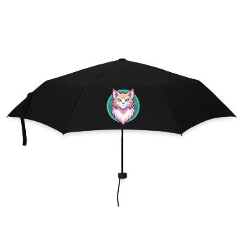 Ginger Longhair Cat Breed Cartoon Kawaii Animal - Umbrella (small) - black - Front