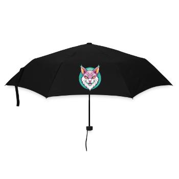 Cymric Katze Rasse Cartoon Kawaii Tier Haustier - Regenschirm (klein) - Schwarz - Vorne