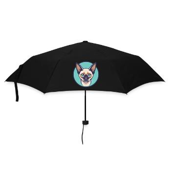 Balinesische Katze Rasse Cartoon Kawaii Tier Haustier - Regenschirm (klein) - Schwarz - Vorne