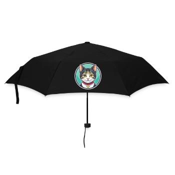 American Wirehair Cat Breed Cartoon Kawaii Animal - Umbrella (small) - black - Front