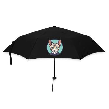 Javanische Katzenrasse Karikatur Kawaii Tier Haustier - Regenschirm (klein) - Schwarz - Vorne