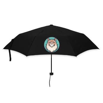 Britische Langhaarkatze Rasse Karikatur Kawaii Tier - Regenschirm (klein) - Schwarz - Vorne