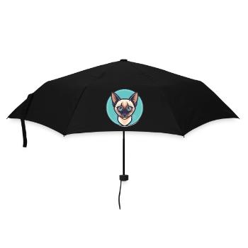 Siamkatze Rasse Karikatur Kawaii Tier Haustier - Regenschirm (klein) - Schwarz - Vorne