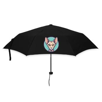 Orientalische Katzenrasse Karikatur Kawaii Tier Haustier - Regenschirm (klein) - Schwarz - Vorne