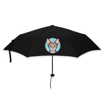 Singapura Katzenrasse Karikatur Kawaii Tier Haustier - Regenschirm (klein) - Schwarz - Vorne