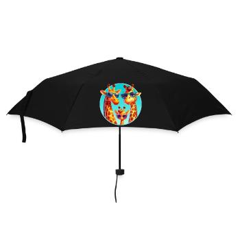 Coole Giraffen Familie mit Sonnenbrille - Regenschirm (klein) - Schwarz - Vorne