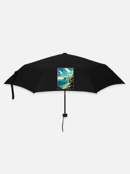 Isle Of Wight Anob Travel Poster Souvenir Paint WP - Umbrella (small) - black