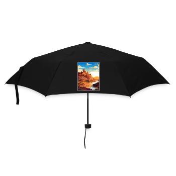 Aït Benhaddou Morocco Travel Poster Souvenir WPA - Umbrella (small) - black - Front