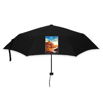 Aït Benhaddou Morocco Travel Poster Souvenir WPA - Umbrella (small) - black - Front