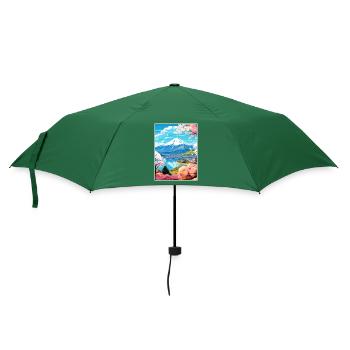 Japan Tokyo Travel Poster Souvenir Postcard Paint - Umbrella (small) - bottlegreen - Front