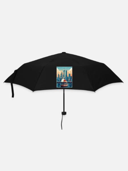 Shanghai Chine Voyage Affiche Souvenir Peinture WPA - Parapluie standard - noir