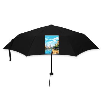 Rosario Argentina Travel Poster Souvenir Paint WPA - Umbrella (small) - black - Front