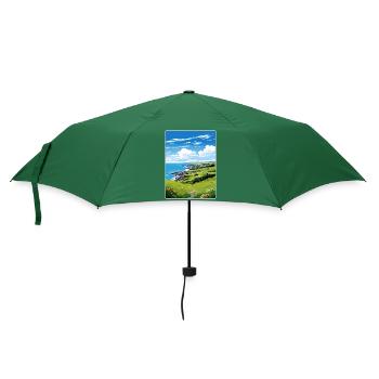 Llyn Aonb Travel Poster Souvenir Postcard Painting - Umbrella (small) - bottlegreen - Front