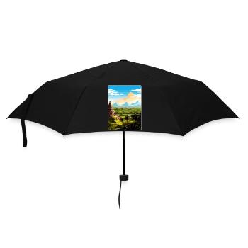 Bali Indonesien Reise Poster Souvenir Malerei WPA - Regenschirm (klein) - Schwarz - Vorne
