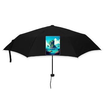 Bali Indonesien Reise Poster Souvenir Malerei WPA - Regenschirm (klein) - Schwarz - Vorne