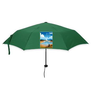 Yellowstone National Park Travel Poster Souvenir - Umbrella (small) - bottlegreen - Front