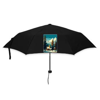 Megève Ski Les Arcs Skifahren Reiseposter Souvenir - Regenschirm (klein) - Schwarz - Vorne