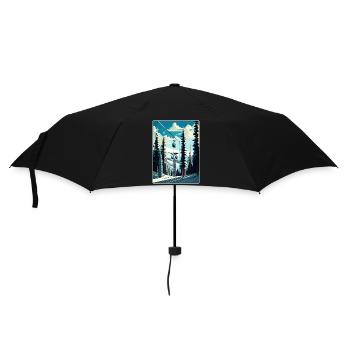 Park Ski Skiing Travel Poster Souvenir Paint WPA - Umbrella (small) - black - Front