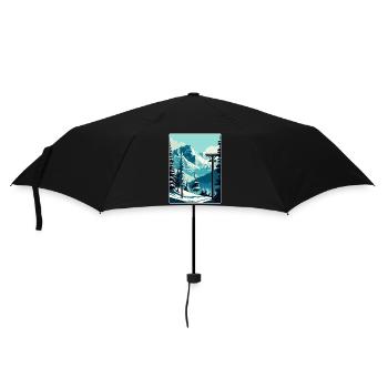 Verbier Ski Skiing Travel Poster Souvenir Paint WP - Umbrella (small) - black - Front