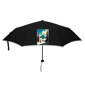 Tignes Ski Skiing Travel Poster Souvenir Paint WPA - Umbrella (small) - black - Front