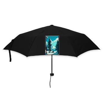 Tignes Ski Skiing Travel Poster Souvenir Paint WPA - Umbrella (small) - black - Front