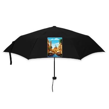Palermo Sicily Town Italy Travel Poster Souvenir - Umbrella (small) - black - Front