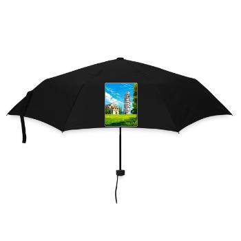 Pisa Italy Travel Poster Souvenir Postcard Paint - Umbrella (small) - black - Front