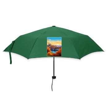 Lyon France Travel Poster Souvenir Postcard Paint - Umbrella (small) - bottlegreen - Front