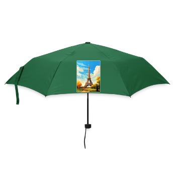 Paris France Travel Poster Souvenir Postcard Paint - Umbrella (small) - bottlegreen - Front