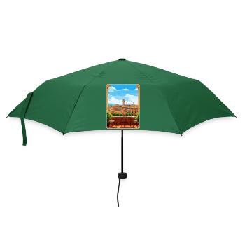 Siena Italy Travel Poster Souvenir Postcard Paint - Umbrella (small) - bottlegreen - Front