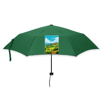 Italy Travel Poster Souvenir WPA Postcard Painting - Umbrella (small) - bottlegreen - Front