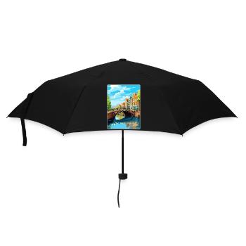 Amsterdam Pays-Bas Affiche de voyage Souvenir WPA - Parapluie standard - noir - Devant