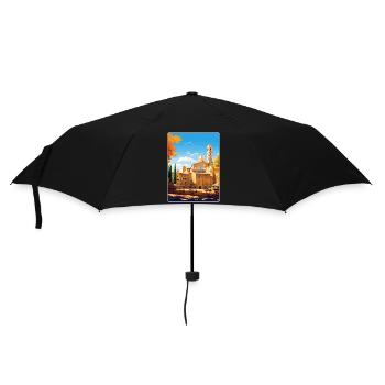Volterra Italy Travel Poster Souvenir Painting WPA - Umbrella (small) - black - Front