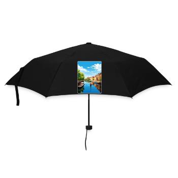 Aarhus Denmark Travel Poster Souvenir Painting WPA - Umbrella (small) - black - Front
