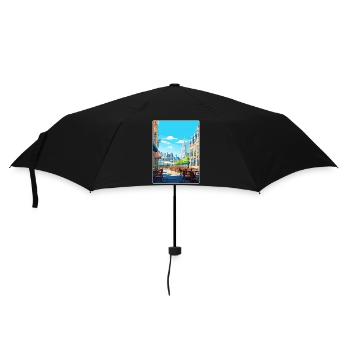 Brussels Belgium Travel Poster Souvenir Paint WPA - Umbrella (small) - black - Front
