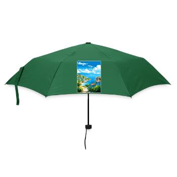 Limnos Grèce Voyage Affiche Souvenir Peinture WPA - Parapluie standard - vert bouteille - Devant
