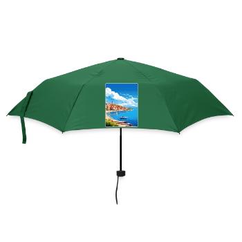 Peloponnese Travel Poster Souvenir Postcard Paint - Umbrella (small) - bottlegreen - Front