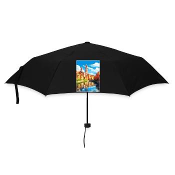 Girona Spain Travel Poster Souvenir Postcard Paint - Umbrella (small) - black - Front