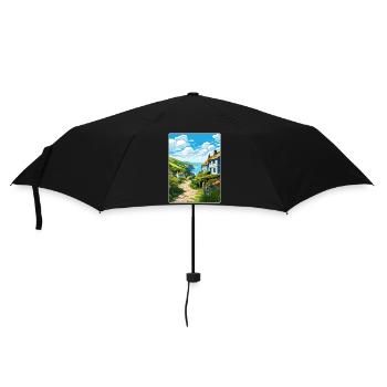 Cadgwith Cornwall England Reiseposter Souvenir - Regenschirm (klein) - Schwarz - Vorne