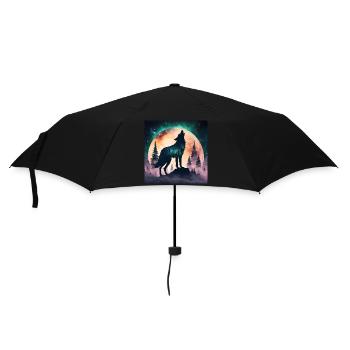 Le loup de la pleine lune - Parapluie standard - noir - Devant