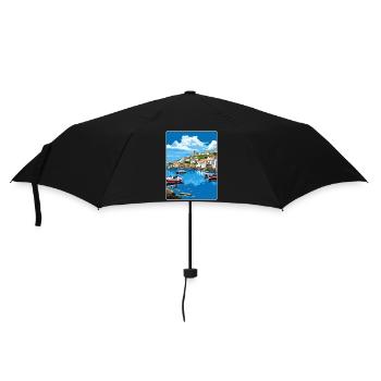 Mevagissey Angleterre Affiche de voyage Peinture Souvenir WP - Parapluie standard - noir - Devant