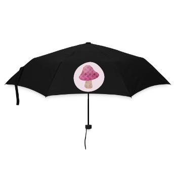 Pilz Kreis Herbst rosa Mädchen Märchen Punkte Wald - Regenschirm (klein) - Schwarz - Vorne
